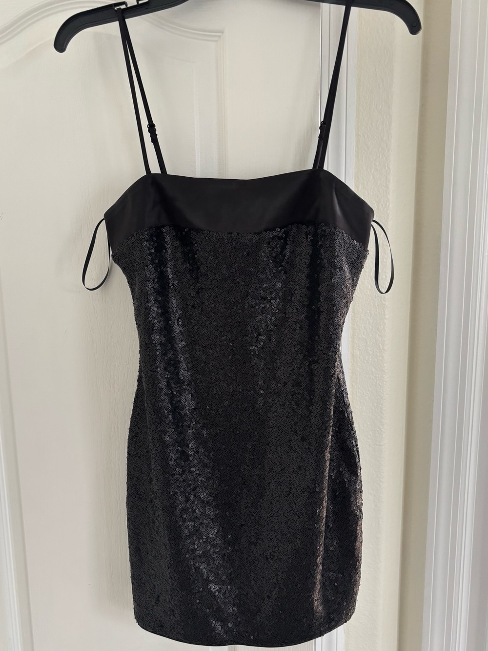 Hello Molly Black Sequin Slip Mini Dress
